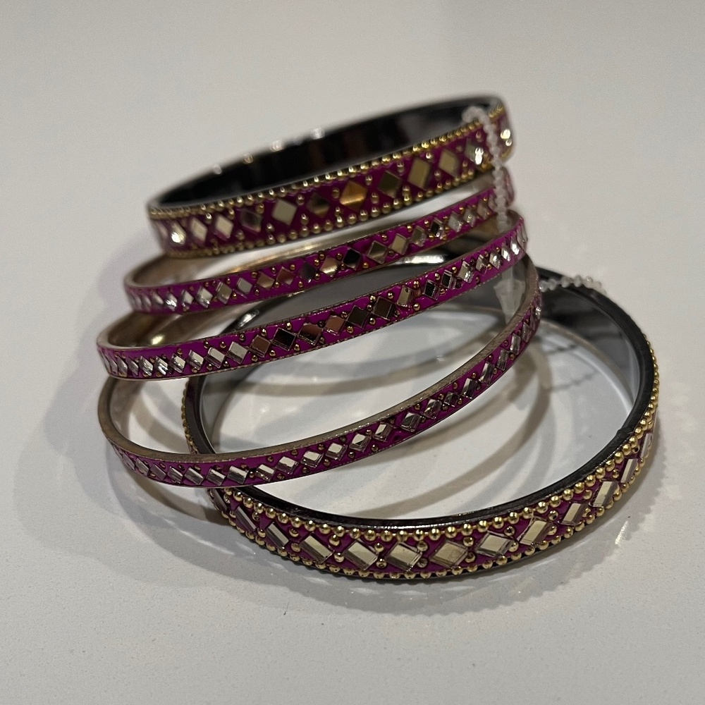 NIB - Amrita Singh Bangles - gold and magenta